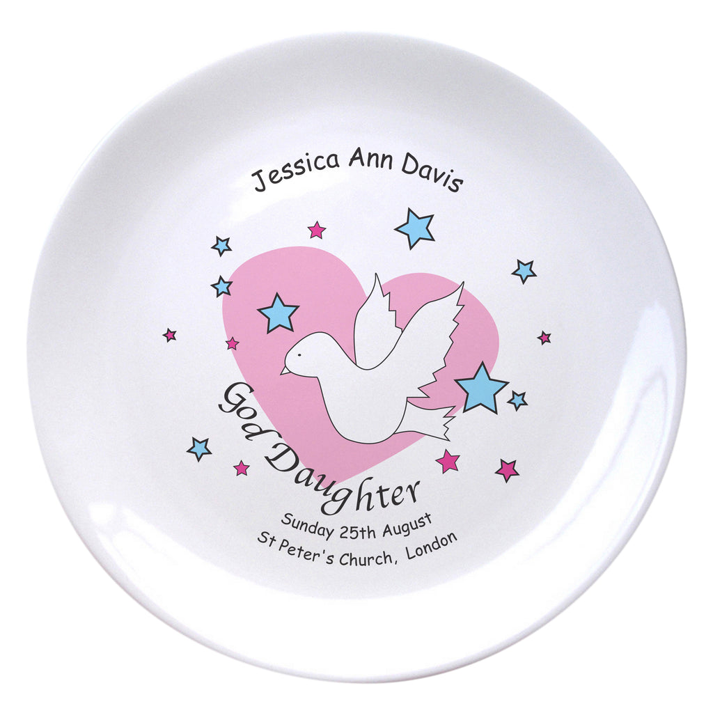 Dove & Hearts Pink Goddaughter 8" Bone China Coupe Plate