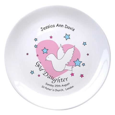 Dove & Hearts Pink Goddaughter 8" Bone China Coupe Plate