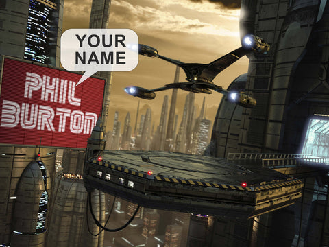 Starship & Cityscape - A3 Black Frame
