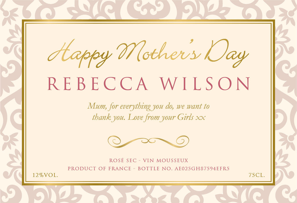 Mother’s Day Labels for Sparkling Rosé Wine (Pack of 12)
