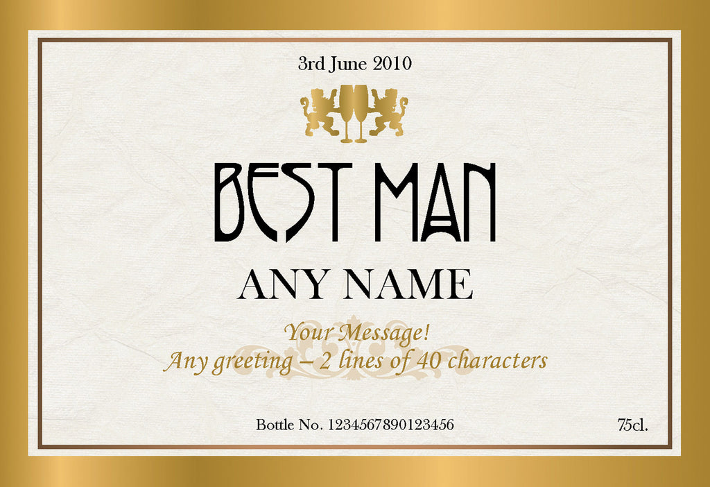 Gold Frame Wedding Labels for Rosé Wine (Pack of 2)