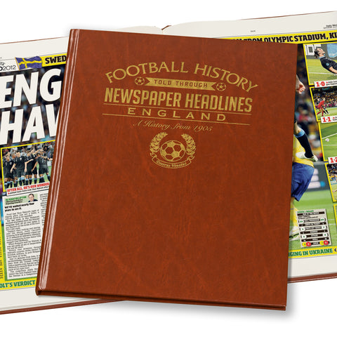 England Football Newspaper Book - Brown Leatherette (Colour Pages)