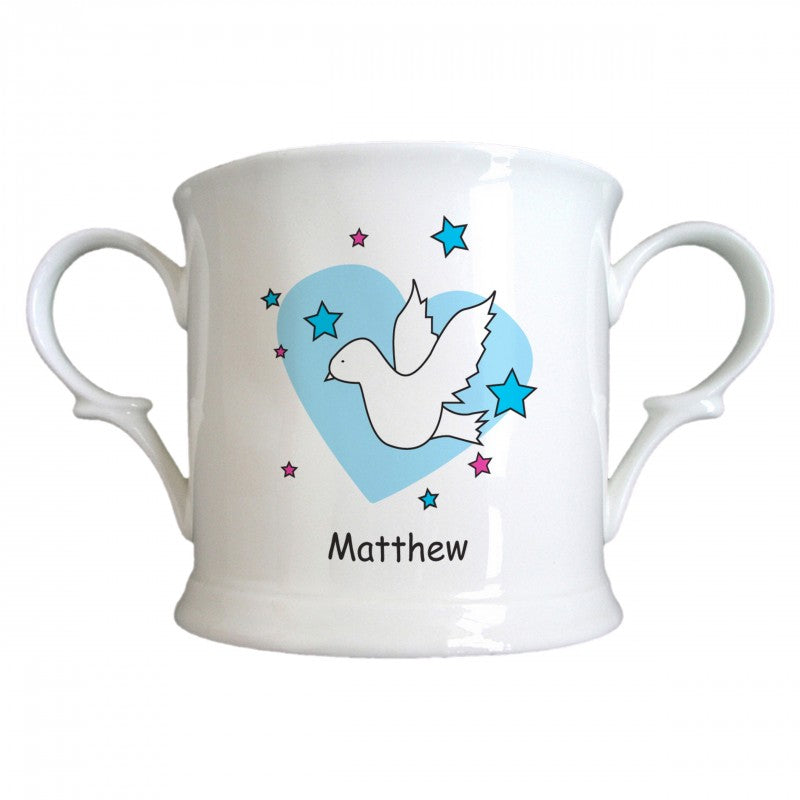 Dove & Hearts Blue Birth Bone China Loving Cup