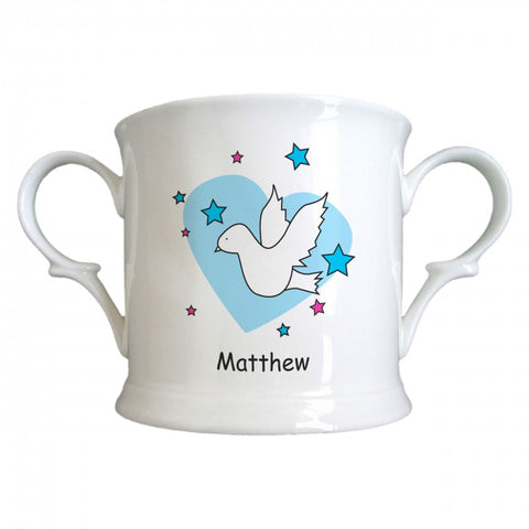 Dove & Hearts Blue Birth Bone China Loving Cup