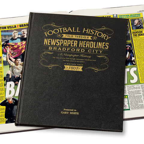 Bradford Football Newspaper Book - Leather Black Cover