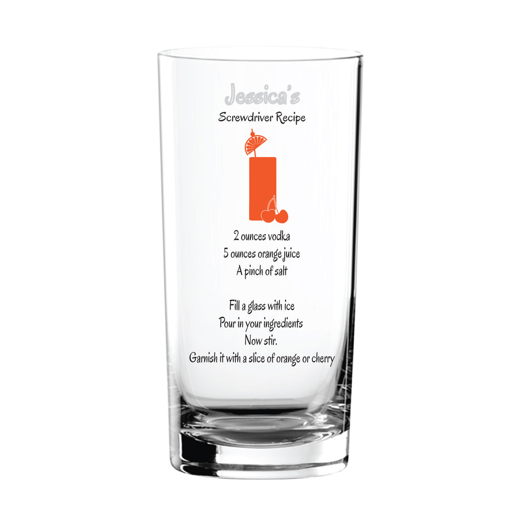 Personalised Cocktail Recipe Glass