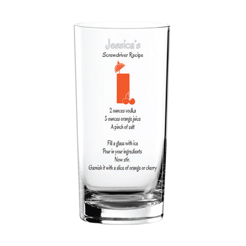 Personalised Cocktail Recipe Glass