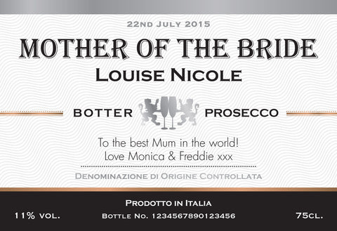 Contemporary Wedding Labels for Prosecco (Pack of 2)
