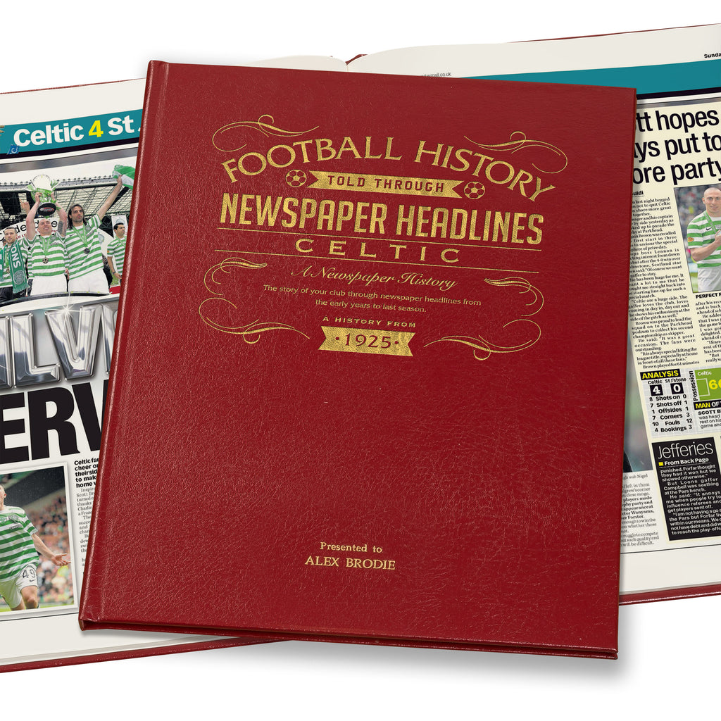 Celtic Football Newspaper Book - Leather Red Cover