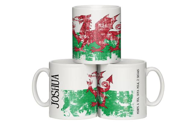 Personalised Grunge Welsh Flag Mug