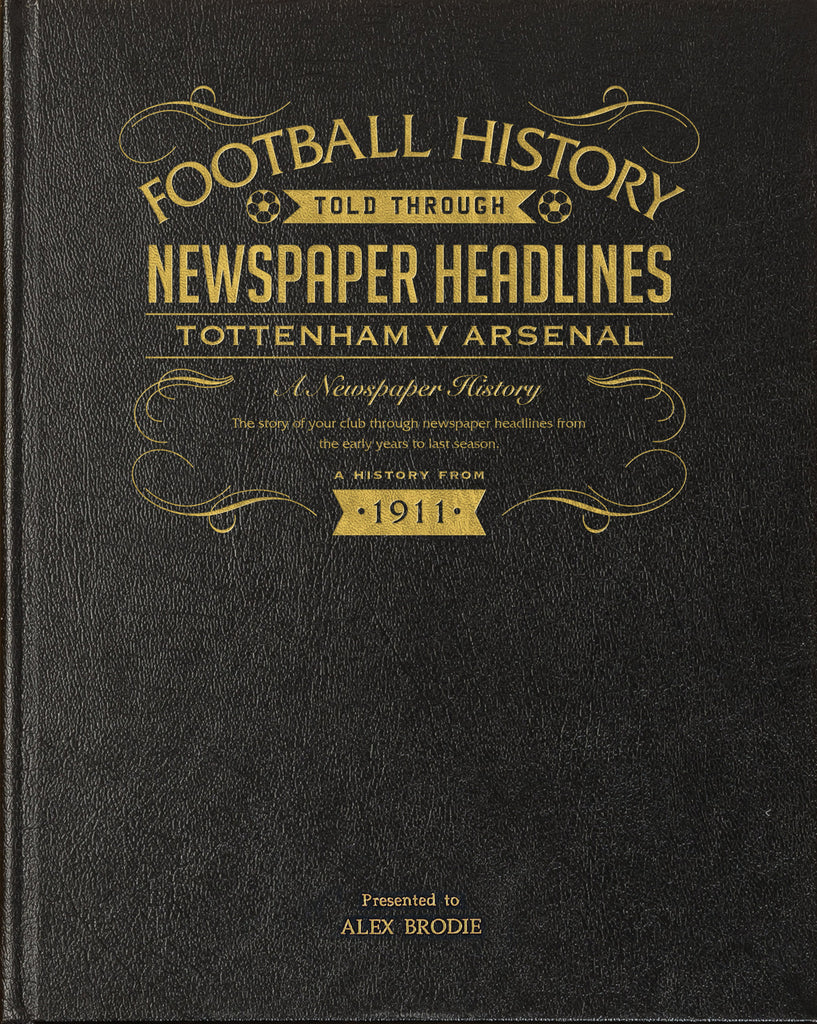 Spurs V Arsenal Derby Newspaper Book Leather Black Cover
