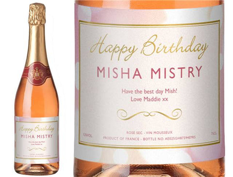 Birthday Personalised Sparkling Rosé Wine