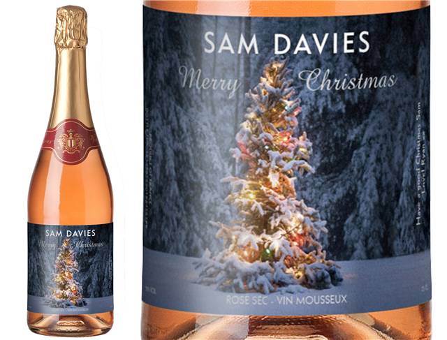 Tree Lights Christmas Personalised Sparkling Rosé Wine