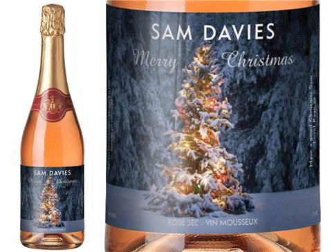 Tree Lights Christmas Personalised Sparkling Rosé Wine