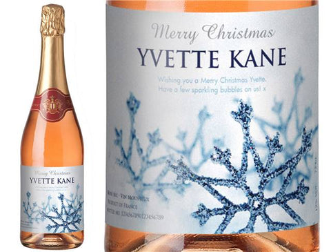 Winter Snow Personalised Sparkling Rosé Wine