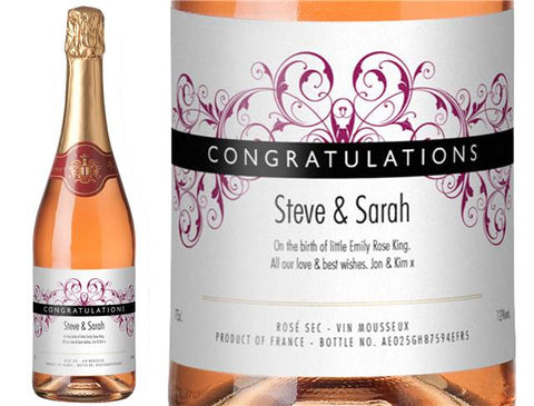 Congratulations Personalised Sparkling Rosé Wine