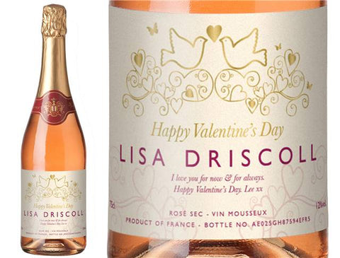 Valentine's Day Personalised Sparkling Rosé Wine