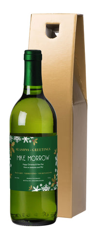 French VdP Christmas Snowflakes White Wine in a Gold Box
