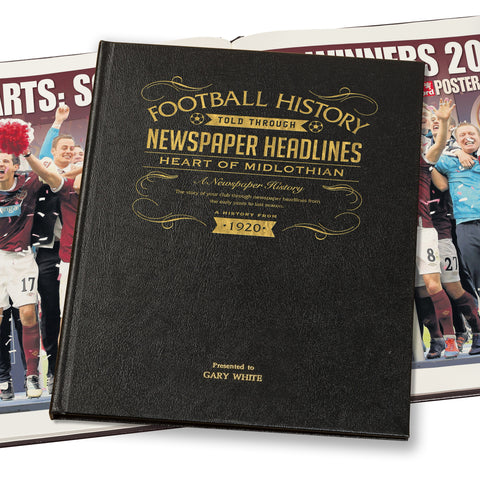 Hearts Football Newspaper Book - Leather Black Cover