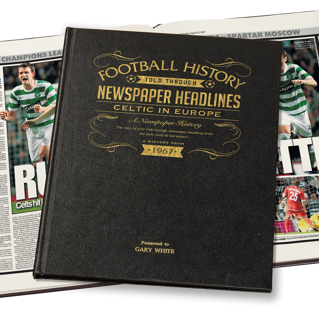 Celtic Europe Football Newspaper Book Leather Black Cover