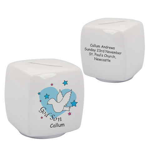 Dove & Hearts Blue Godson Bone China Moneybox
