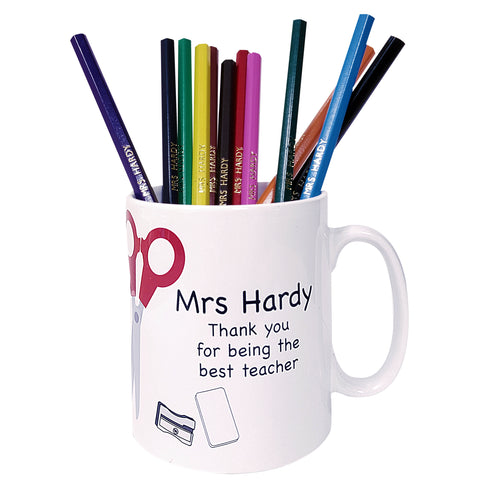Teacher Mug with Personalised Pencils