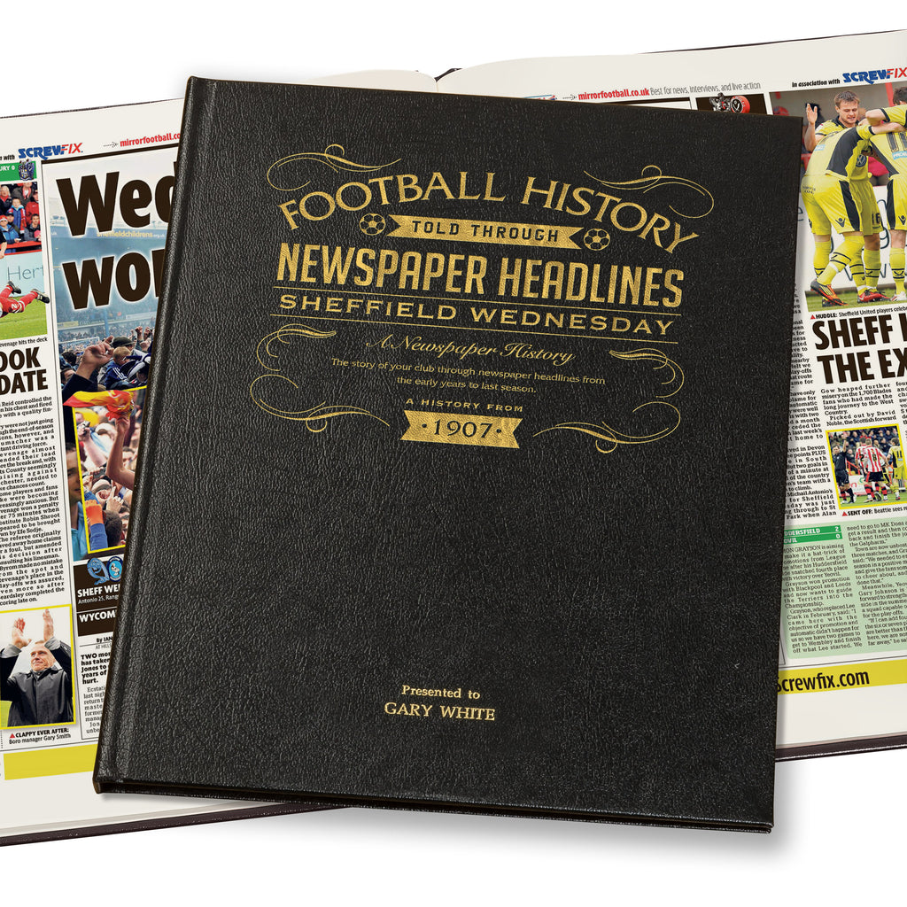 Sheffield Wednesday Newspaper Book - Leather Black Cover