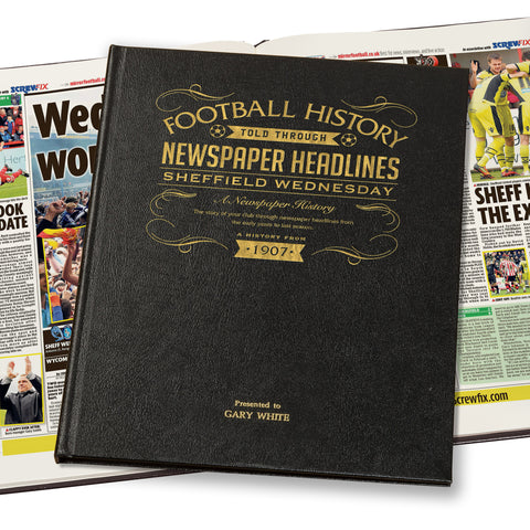 Sheffield Wednesday Newspaper Book - Leather Black Cover
