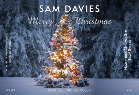 Tree Lights Christmas Labels for Sparkling Rosé Wine