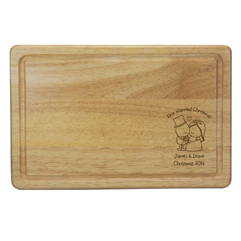 Chilli & Bubble's Married Christmas Rectangle Wooden Chopping Board