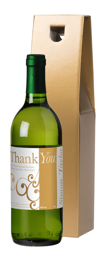 French AC Swirls to say Thank You White Wine in a Gold Box