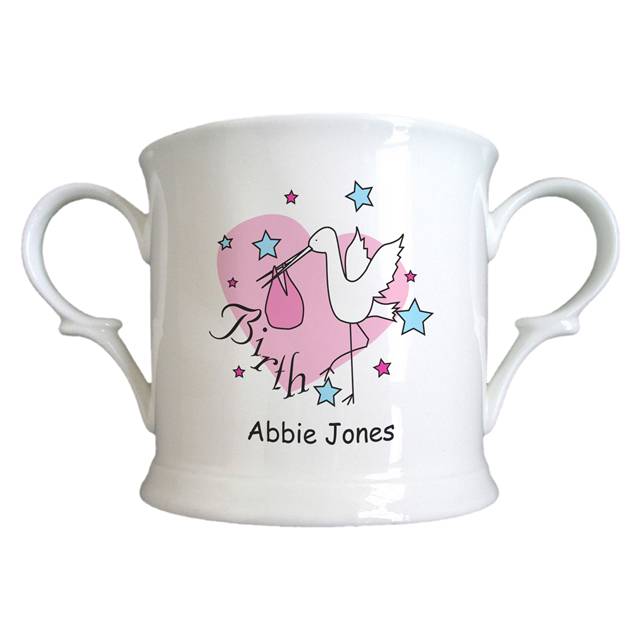 Stork Pink Birth Bone China Loving Cup