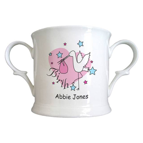 Stork Pink Birth Bone China Loving Cup