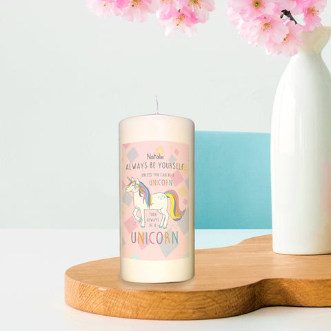 Always Be A Unicorn Pillar Candle
