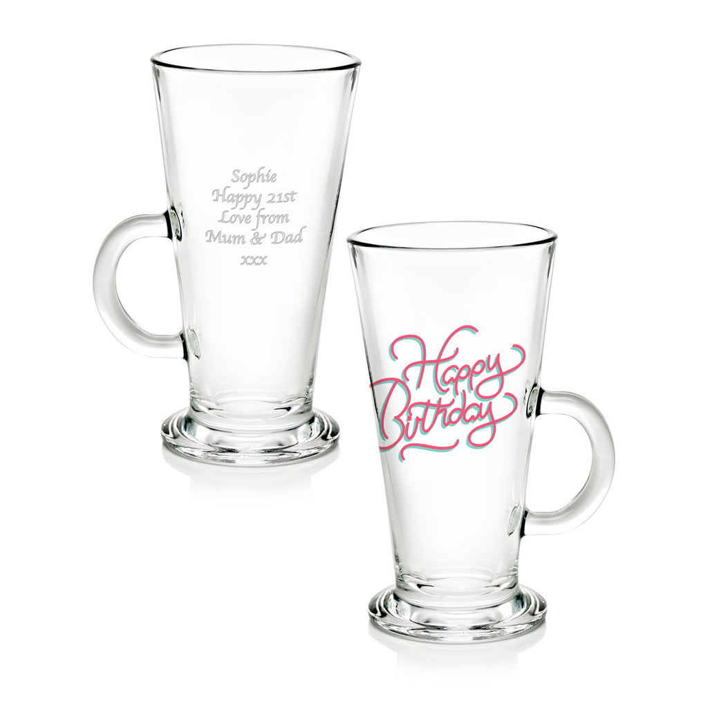 Happy Birthday Glass Latte Mug
