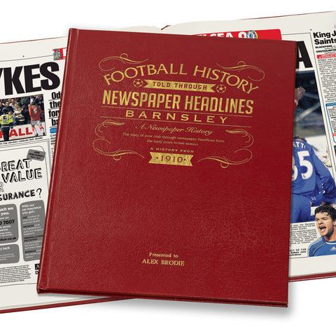 Barnsley Football Newspaper Book - Leather Red Cover