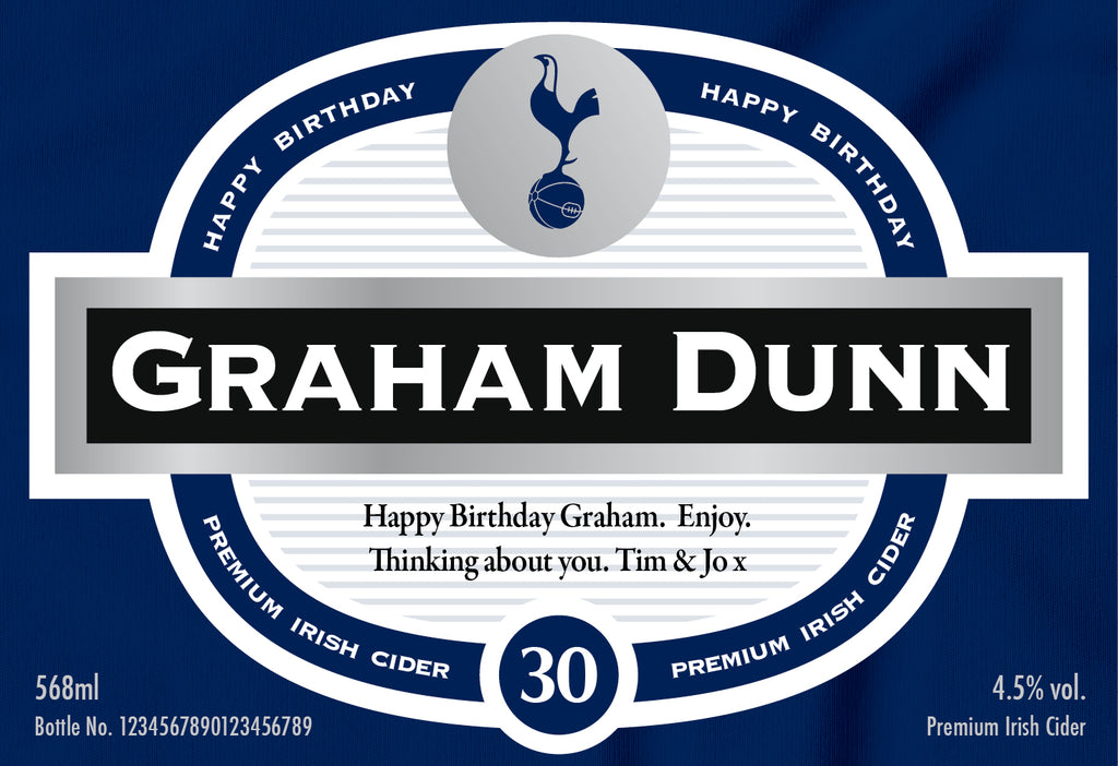 Spurs Birthday Labels for Cider
