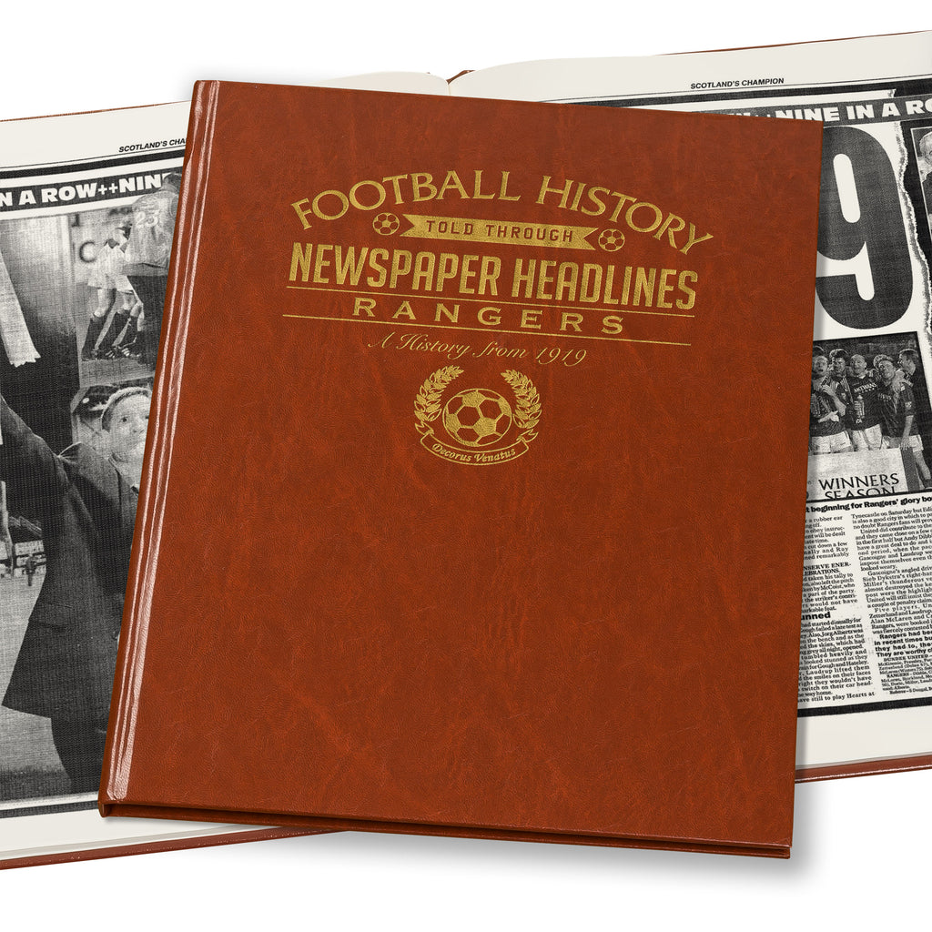 Rangers Newspaper Book - Brown Leatherette