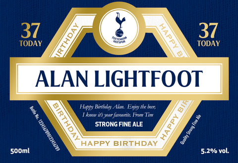 Spurs Birthday Labels for Beer (Pack of 2)