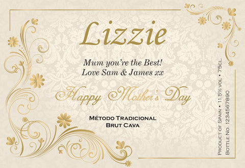 Mother's Day Golden Flowers Labels for Cava (Pack of 12)