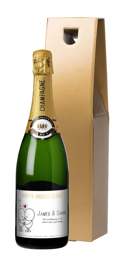 Chilli & Bubble's Anniversary Champagne in a Gold Gift box