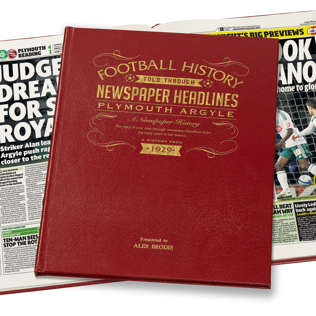 Plymouth Newspaper Book - Leather Red Cover