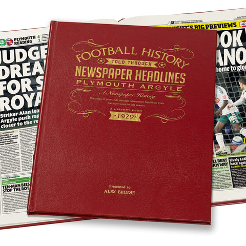 Plymouth Newspaper Book - Leather Red Cover