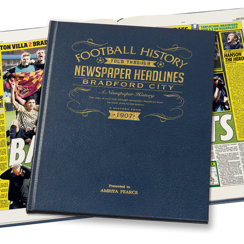 Bradford Football Newspaper Book - Leather Blue Cover