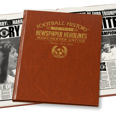 Manchester United Newspaper Book - Brown Leatherette
