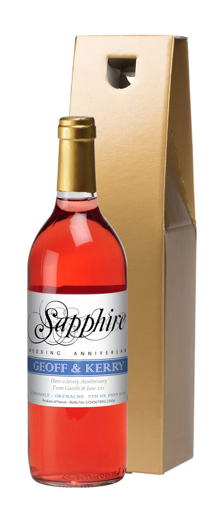 French VdP Sapphire Anniversary Rosé Wine in a Gold Box