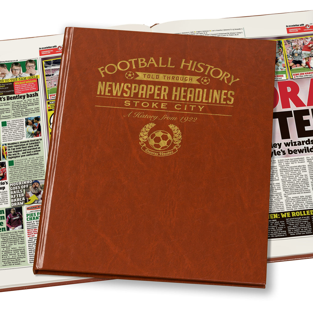 Stoke City Newspaper Book - Brown Leatherette (Colour Pages)