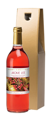French VdP Christmas Decorations Rosé Wine in a Gold Box