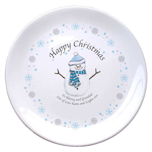 Snowman & Snowflake 8" Bone China Coupe Plate