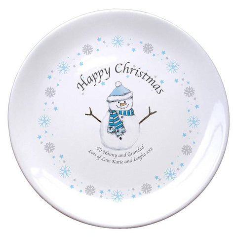 Snowman & Snowflake 8" Bone China Coupe Plate